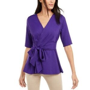 Alfani Deep Purple Wrap Blouse